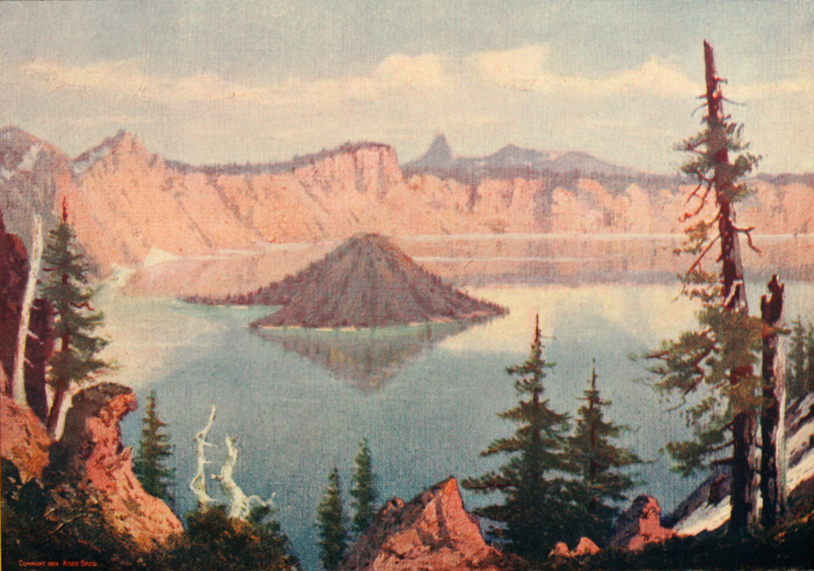 Souvenir of Western Women 0008 Crater Lake by Charles Marion Russell