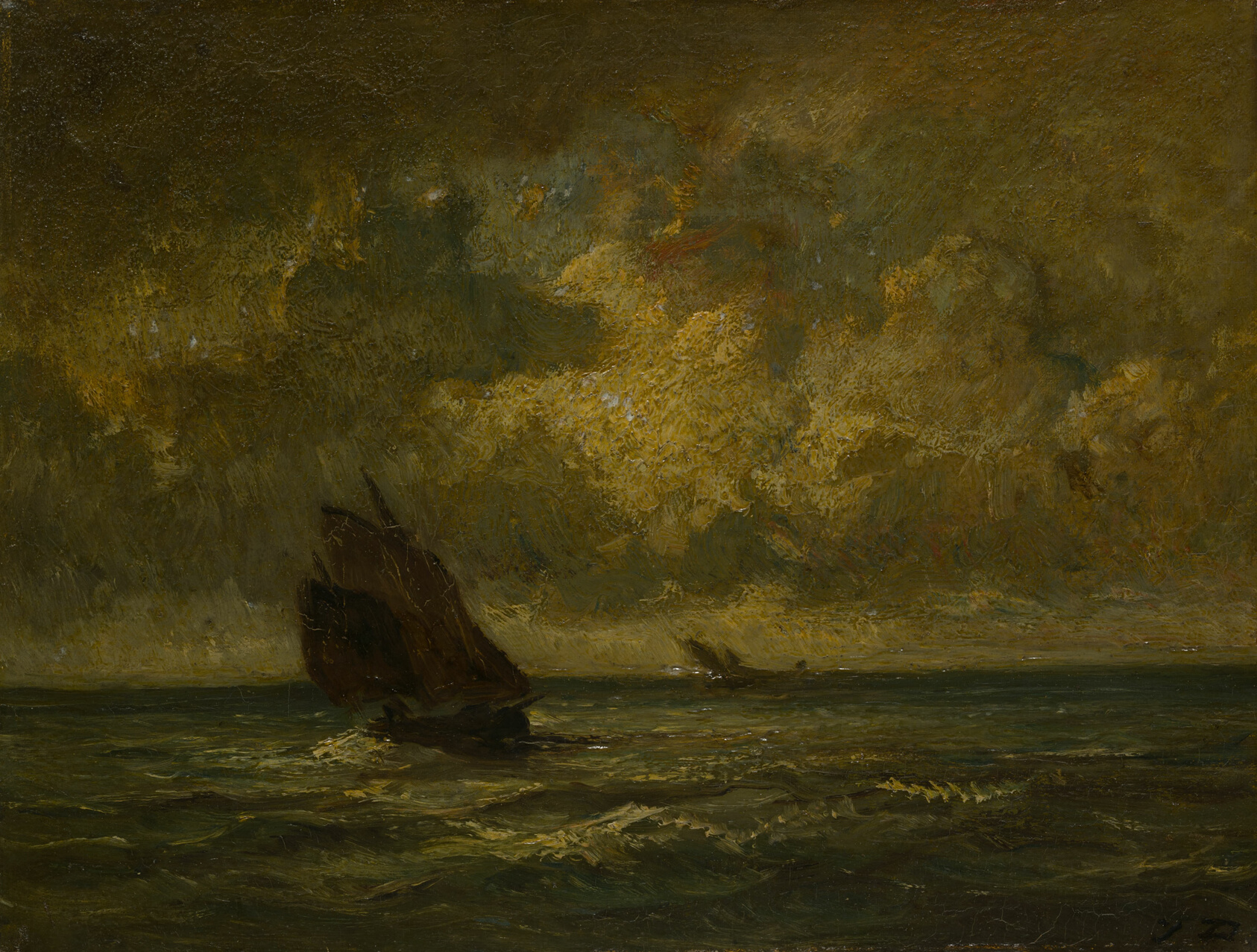 A work made of oil on canvas.