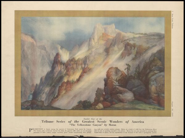 The Yellowstone Canyon by Moran, New York Tribune, August 24, 1919 by Thomas Moran