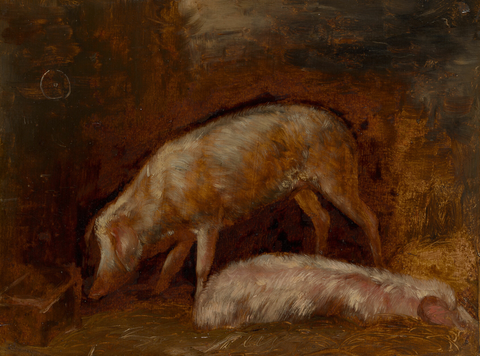 A work made of oil on paper, mounted on canvas.