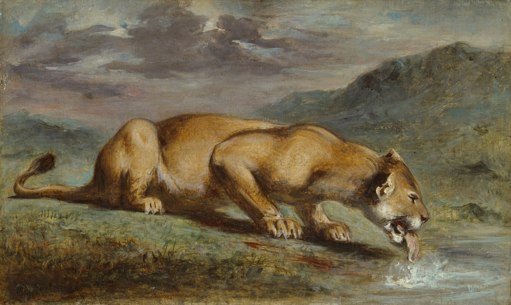 A work made of oil on canvas.