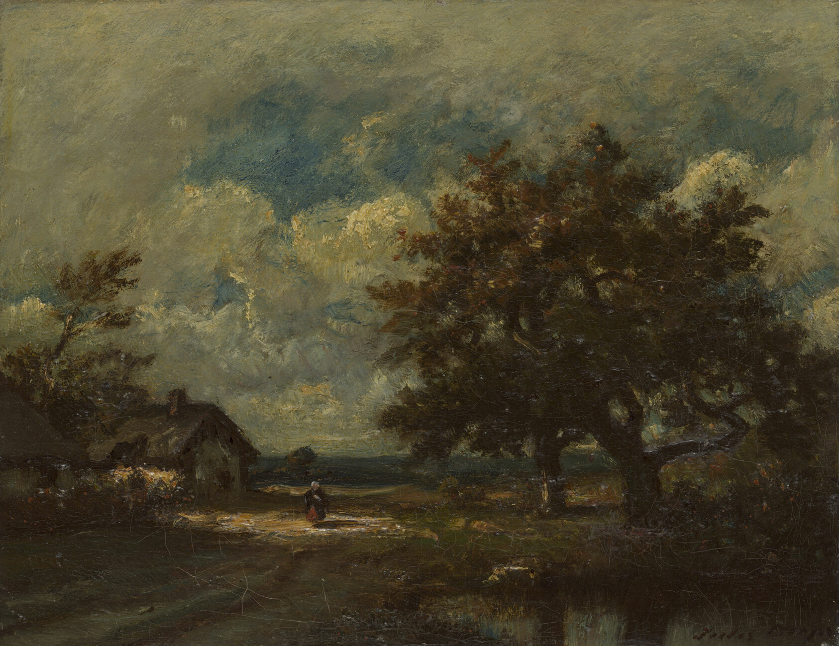 A work made of oil on canvas.