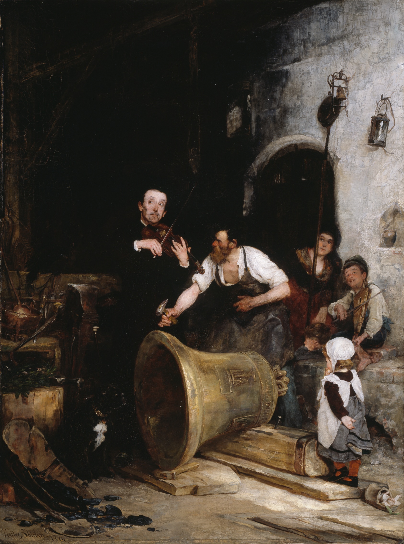 A work made of oil on canvas.