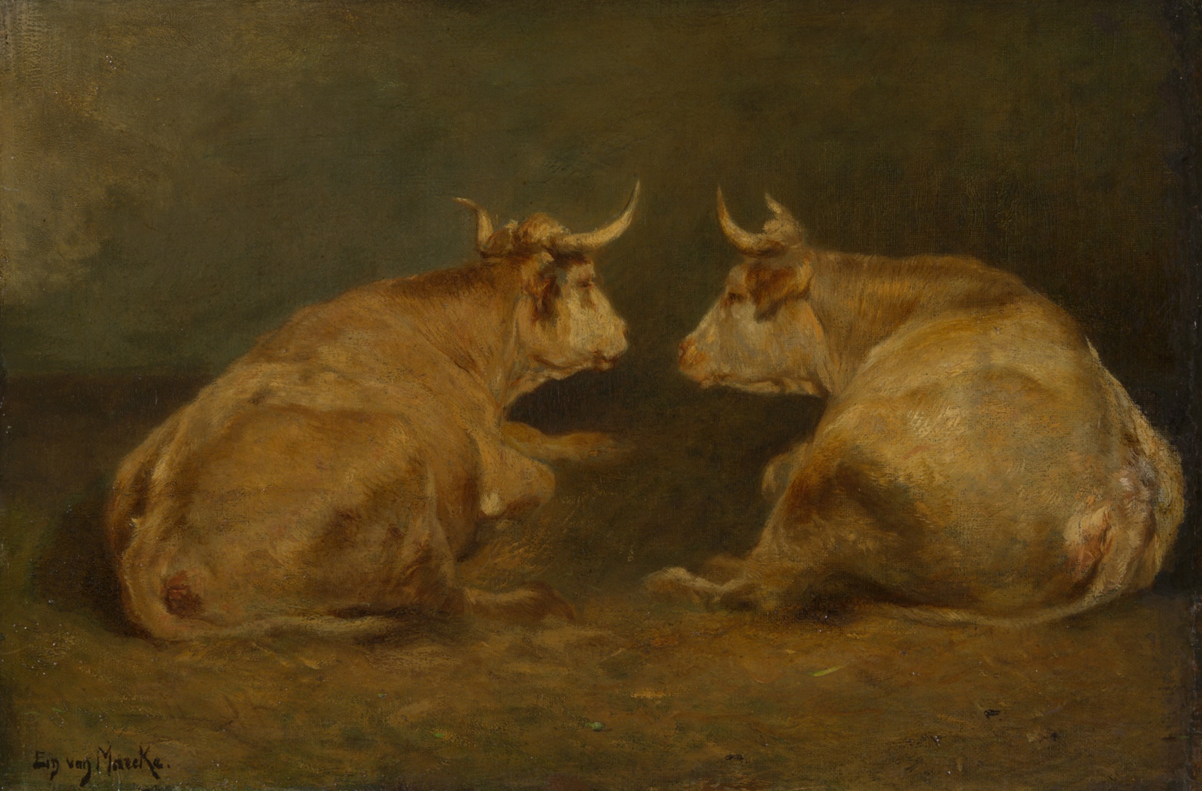 A work made of oil on canvas.