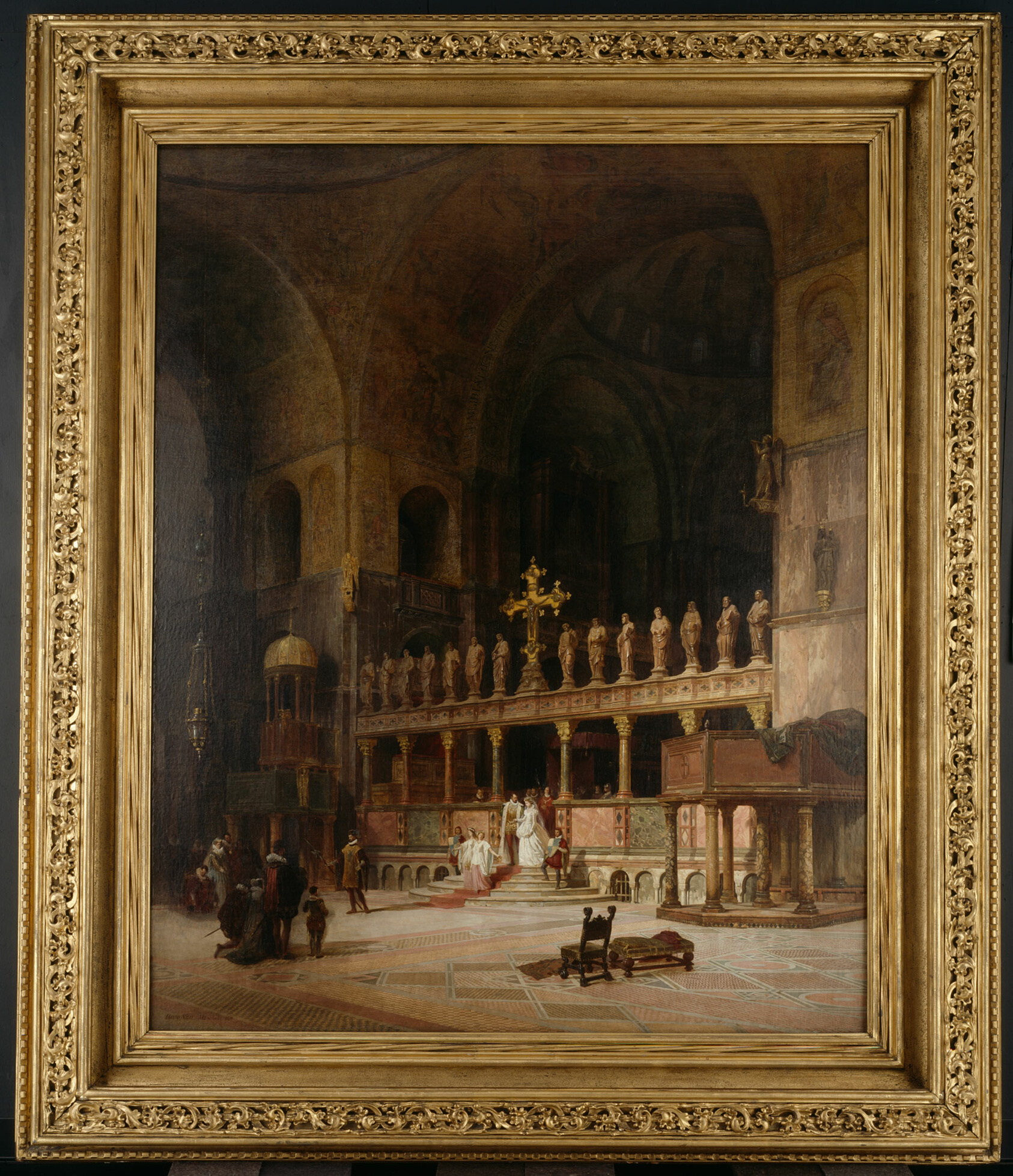 A work made of oil on canvas.