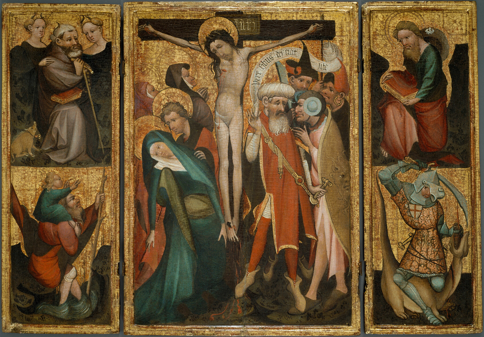 A work made of tempera and oil (?) on panel.