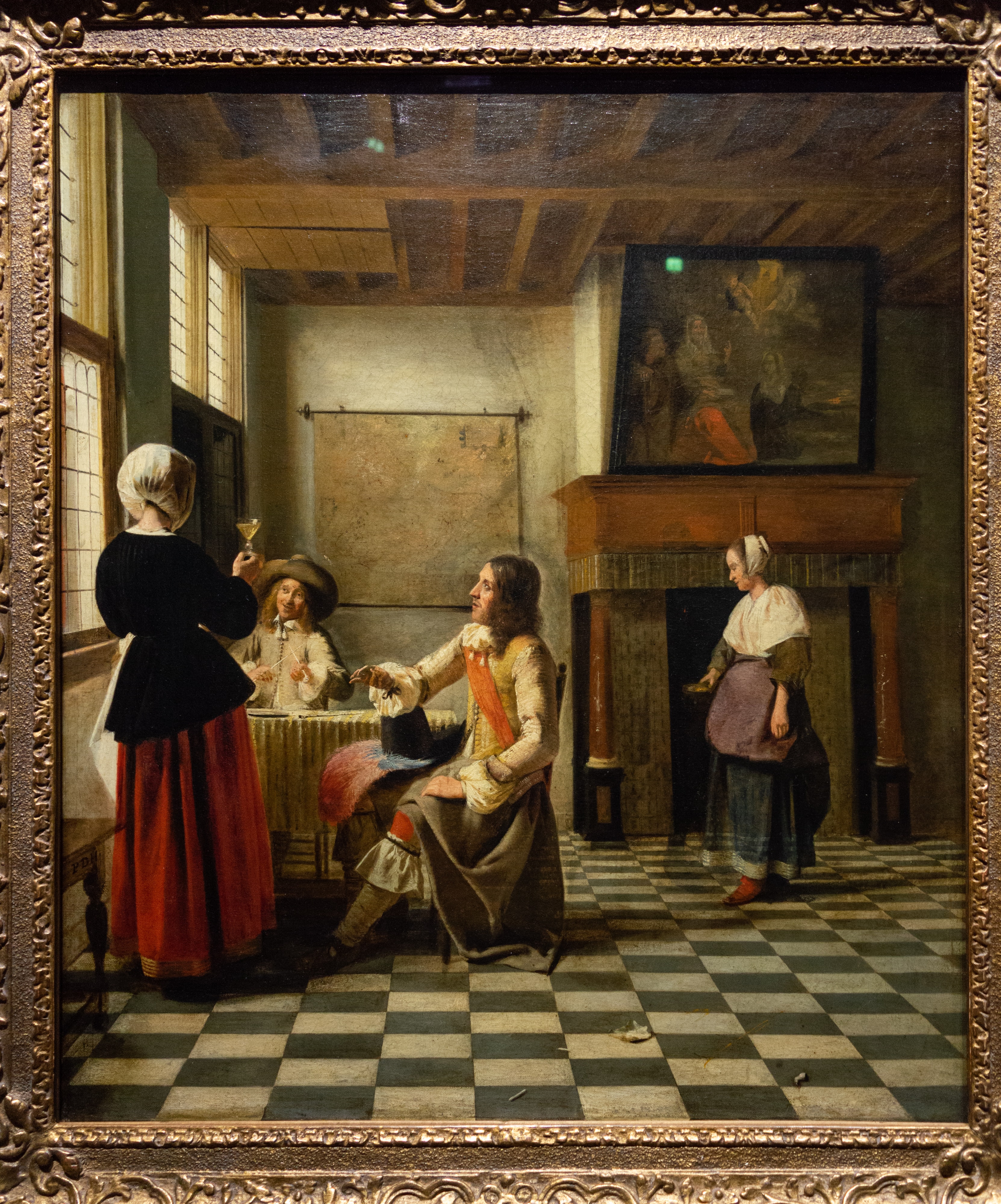 A Woman Drinking with Two Men by Pieter de Hooch
