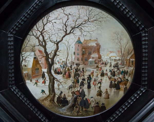 A Winter Scene with Skaters near a Castle by Hendrick Avercamp