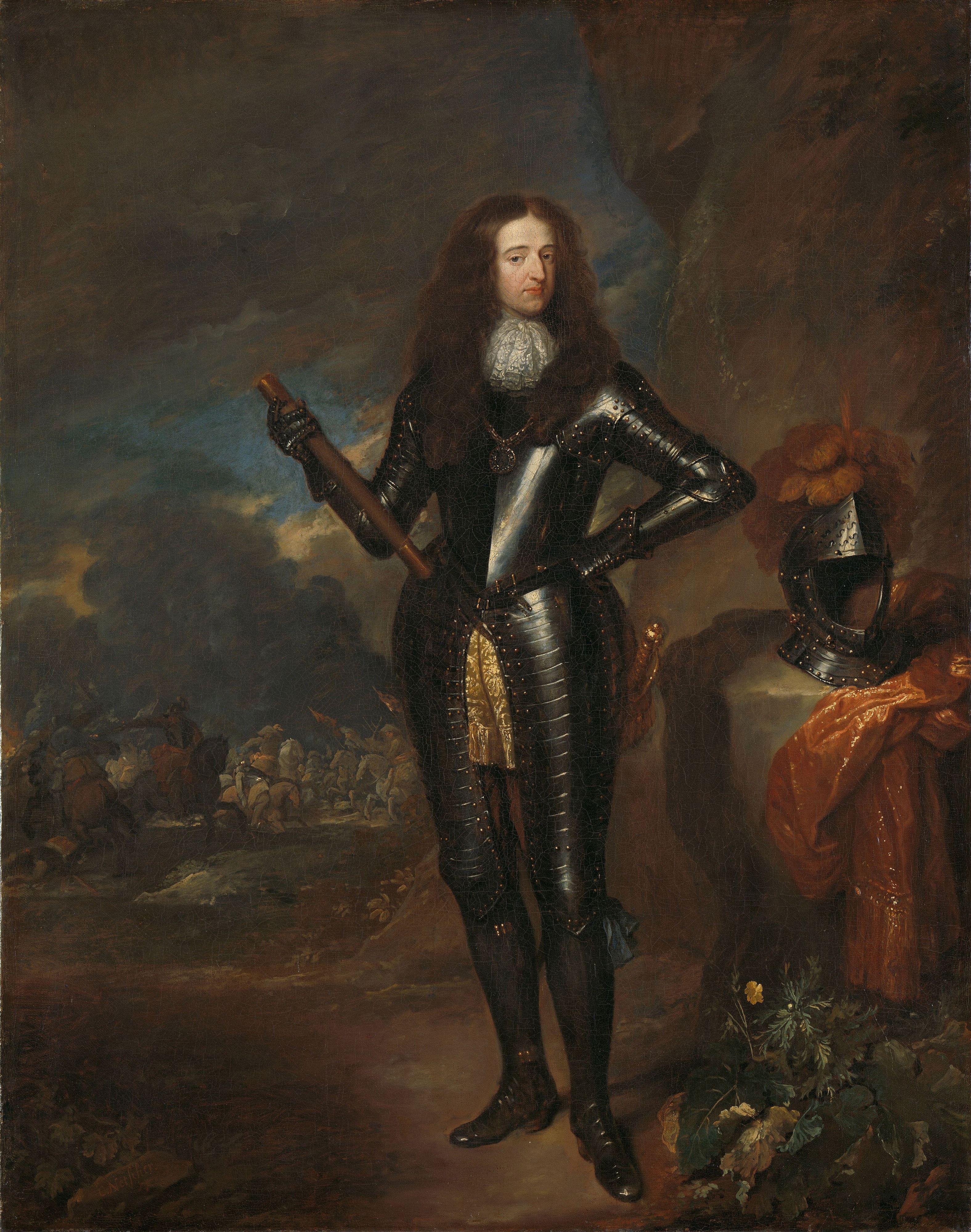 Portret van Willem III, prins van Oranje en sinds 1689 koning van Engeland by Caspar Netscher