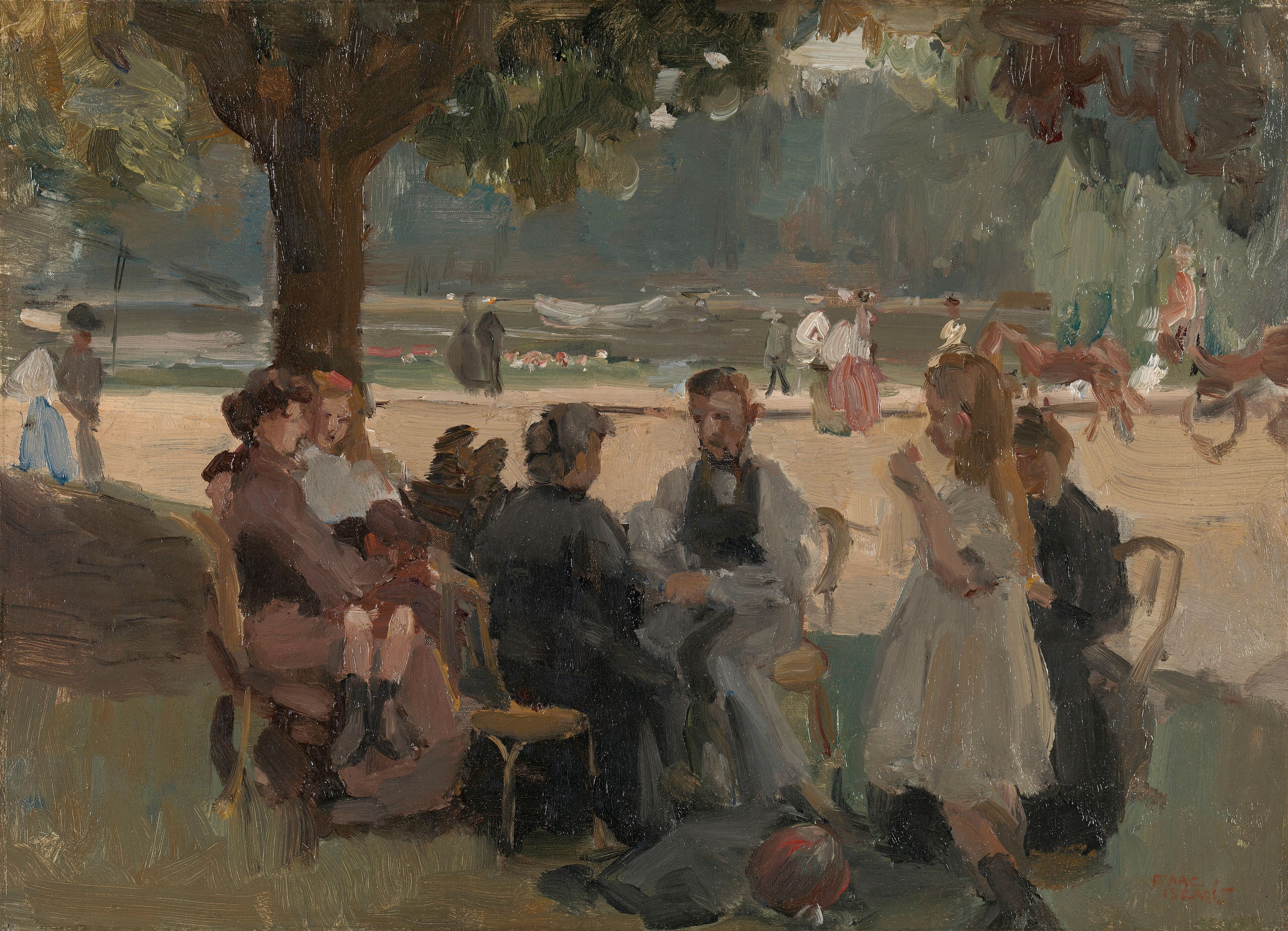 In het Bois de Boulogne bij Parijs by Isaac Israëls