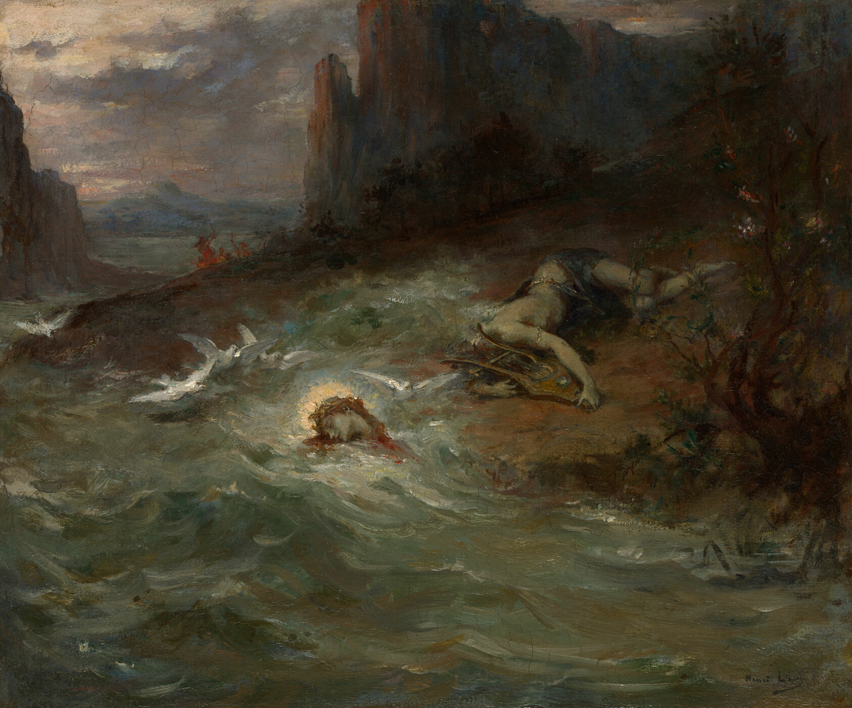 A work made of oil on canvas.