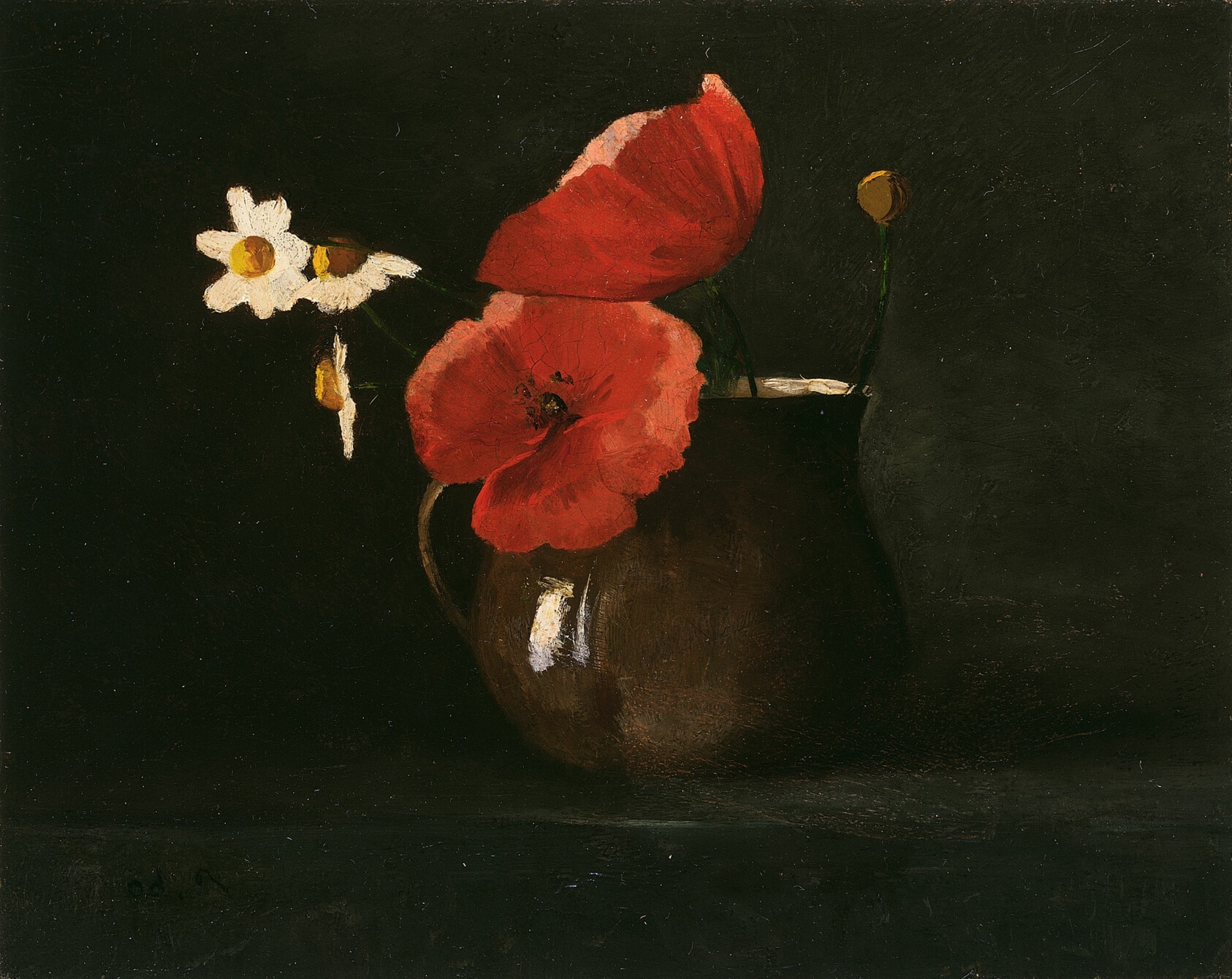 A work made of oil on cardboard.