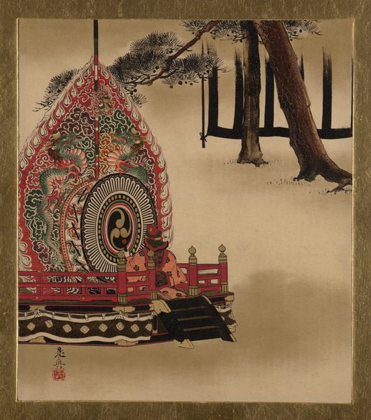 Lacquer Paintings of Various Subjects: Drum for Gagaku Dance by Shibata Zeshin