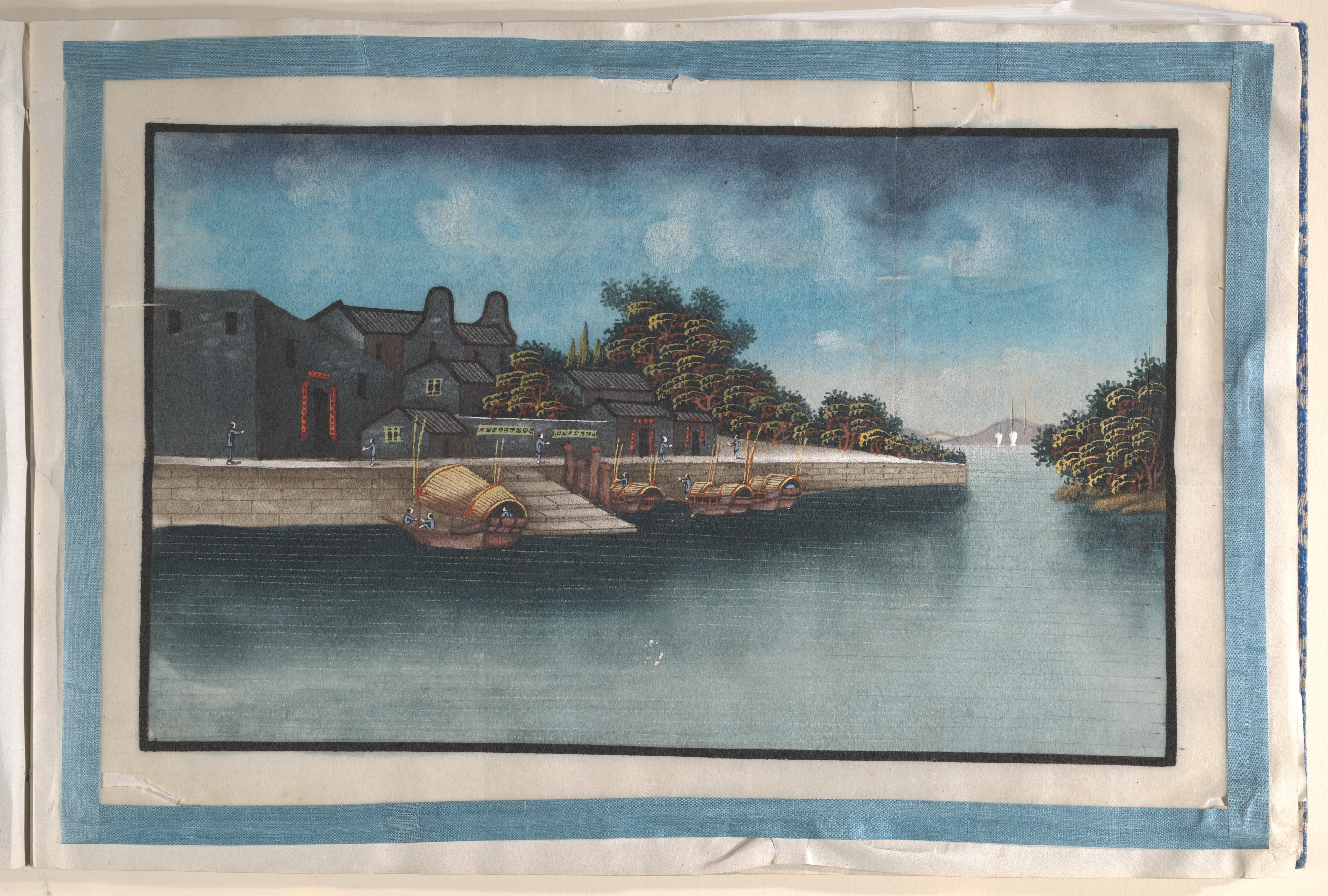 Album Containing Twelve Paintings of Scenes Along a River by anonymous