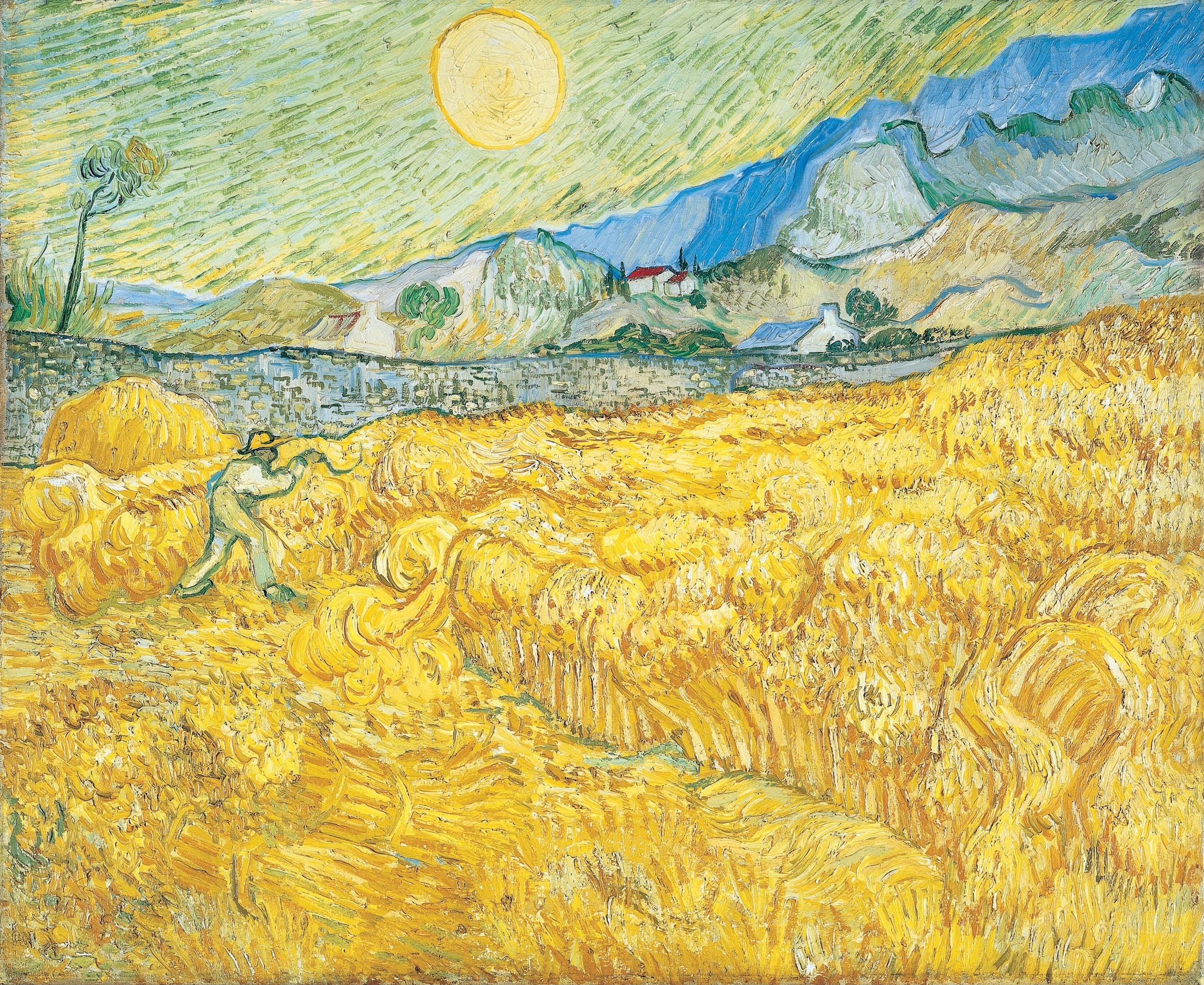 Wheat Field Behind Saint-Paul Hospital with a Reaper, 1889-09, by Vincent van Gogh