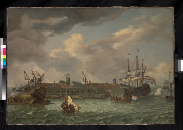 Het eiland Onrust bij Batavia, objectnr SB 5820 by (trant van) Abraham Storck (schilder) onbekend (schilder)