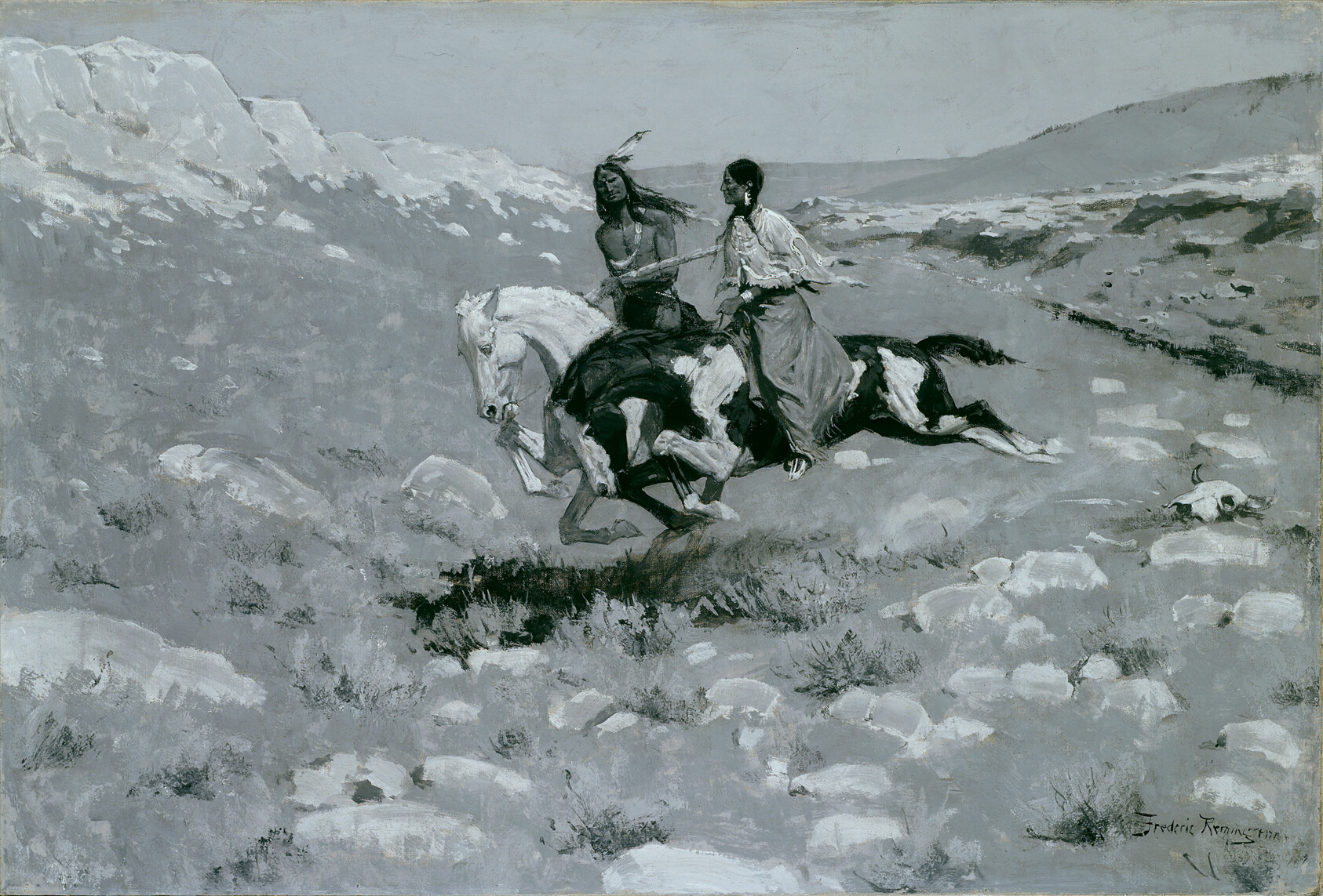 A work made of oil on canvas.