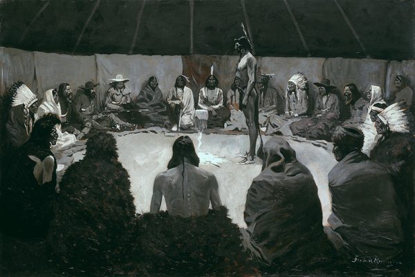A work made of oil on canvas.