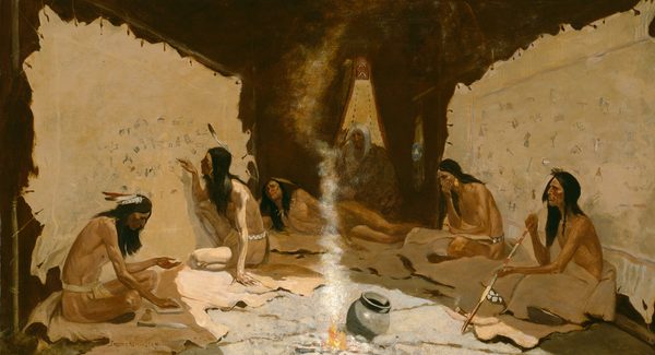 A work made of oil on canvas.