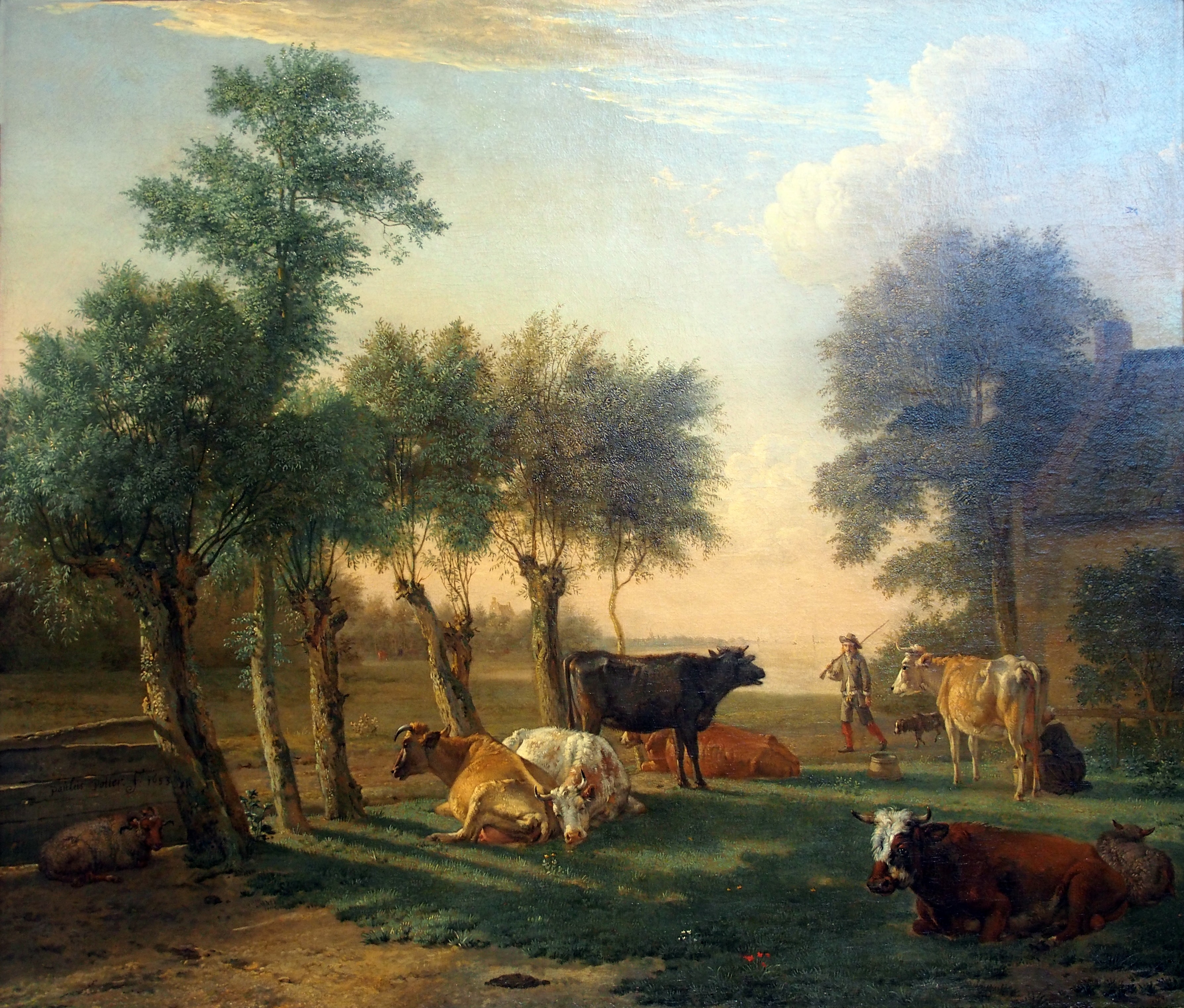 Cows in a Meadow near a Farm by Paulus Potter
