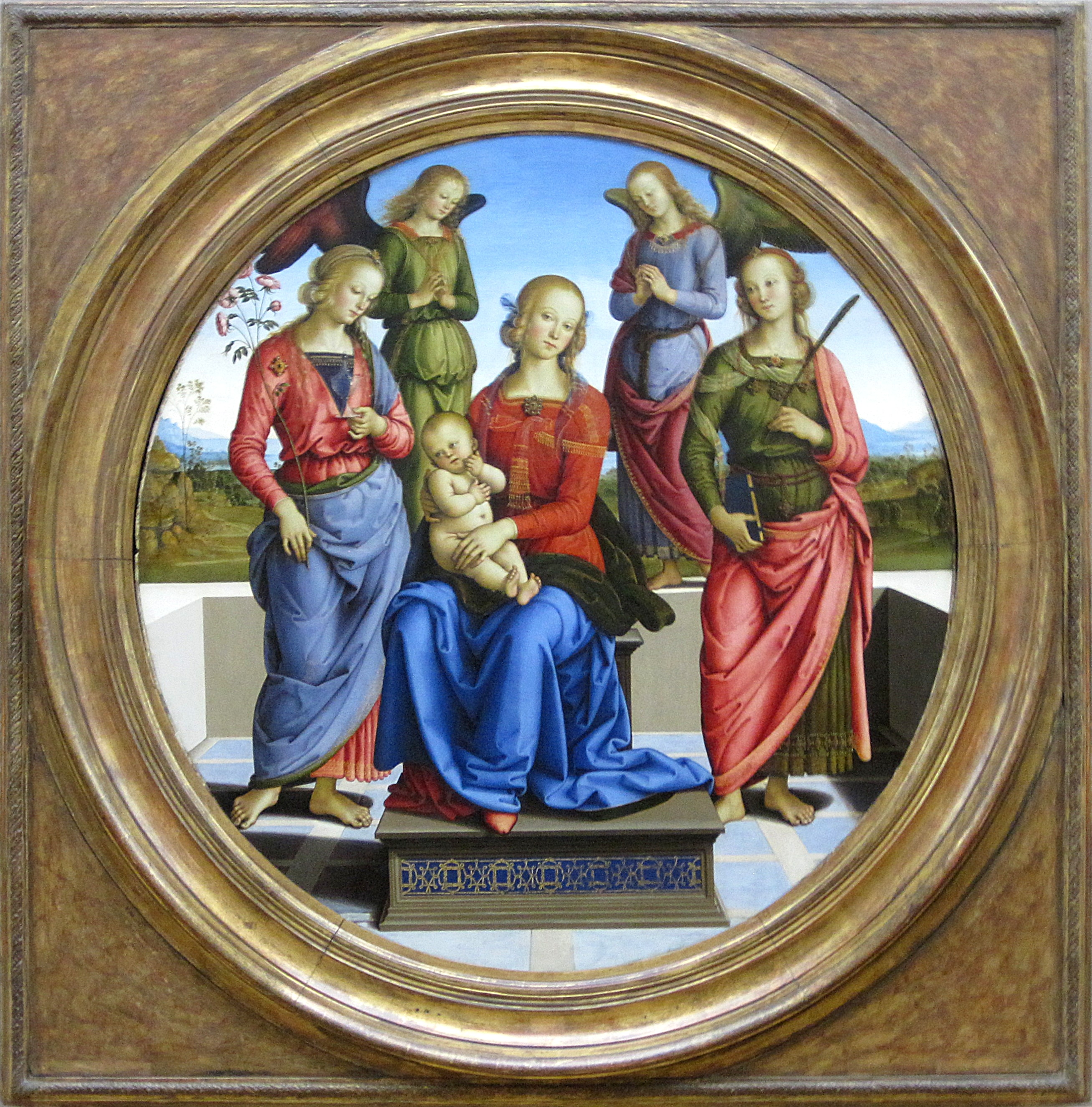 Madona and Child surrounded by two angels, Saint Rose and Saint Catherine by Pietro Perugino